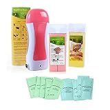 FAECEYER Kit De Depilação Para Depilação  Kit De Cera  Máquina De Enrolar Com 2 Cartuchos De Recarga De Cera  100 Tiras De Cera  10 Papéis De óleo De Tratamento  Design Portátil Para Todas As Partes