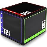 FAHKNS Caixa De Salto Pliométrica 3 Em 1- Caixa De Plástico De Espuma De Alta Densidade Resistente- Capa De Couro PVC Antiderrapante E Fácil De Limpar Para Academia Em Casa- Exercícios De Agilidade