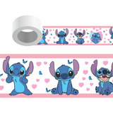 Faixa Adesiva Quarto Bebê Stitch 05716 Borda Rosa 2mt