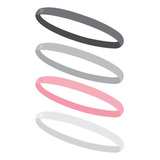 Faixa De Cabelo Com Silicone 4un Cinza E Rosa Sportbr