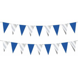 Faixa Decorativa Bandeirinhas Metalizadas Azul E Prata