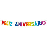 Faixa Decorativa Feliz Aniversário Com Letras Coloridas