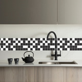 Faixa Decorativa Pia Cozinha Azulejo Pastilha Preto E Branco