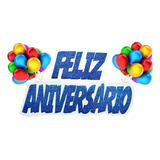 Faixa Feliz Aniversário Cores Coloridos C 1 Unid Eva Cor Azul