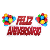 Faixa Feliz Aniversário Cores Coloridos C 1 Unid Eva Cor Vermelho