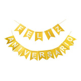 Faixa Feliz Aniversario Glitter Decoração 1 Unidade