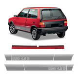 Faixa Fiat Uno 1 5 R 1989 Adesivo Lateral traseiro Vermelho