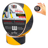 Faixa Fita Lixa Antiderrapante 50 Mm X 20 Metros Zebrada amarela E Preta Listrada amarela E Preta Degraus Escadas Rampas Isolante