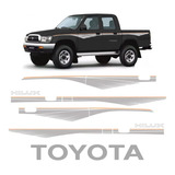 Faixa Hilux 1992 2004   Adesivo Tampa Traseira Toyota Prata