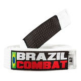 Faixa Jiu Jitsu Brazil Combat Tradicional Branca Ponta Preta