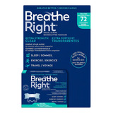 Faixas Nasais Anti Roncos Breathe Right 72 Tiras Extra Strength Para Peles Sensíveis Plástico E Silicone