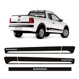 Faixas Saveiro G5 G6 2014 Adesivos Lateral E Traseiro Preto