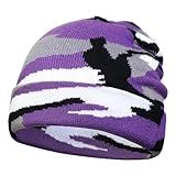 Falari Gorro De Tricô Masculino Feminino Crânio Gorro De Esqui Cor Lisa 1 Peça Camuflagem Roxa Tamanho Nica