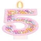 FAMGift Velas De Aniversário Para Meninas - Vela Número 5- Velas Coloridas De Macaron- 5 Decorações De Bolo De Topo De Bolo- Decorações De 5 Anos Para Meninas- Suprimentos Temáticos Para Festas De