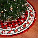 FAMOMI Saia De Árvore De Natal De 91 Cm Vermelha Com Padrões De Flocos De Neve Tamanho 36 Polegadas Decoração De Natal Para Árvore Artificial Ou Real