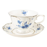 Fanquare Blue Tea Cup E Pires Conjunto Para 1 Xícara De Caf
