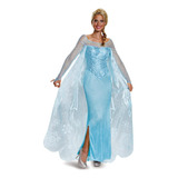 Fantasia Adulta Feminina Elsa Prestige Da Disney Azul Gran
