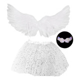 Fantasia Anjo Infantil Juvenil Festa Carnaval Saia Asa Luz