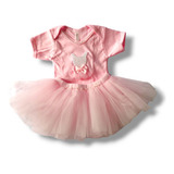 Fantasia Bailarina Rosa Bebê Body Saia Tutu Laço