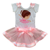 Fantasia Bailarina Rosa Body Saia Tutu Linda Envio Rápido