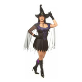 Fantasia Bruxa C capa chapeu luva Halloween Adulto kit 4 Pçs