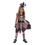 Fantasia Bruxinha Esqueleto Com Brilho Infantil Halloween