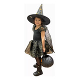 Fantasia Bruxinha Infantil Halloween Com Chapéu