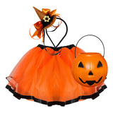 Fantasia Bruxinha Saia Chapéu Infantil Halloween Menina Balé
