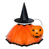 Fantasia Bruxinha Saia Chapéu Infantil Halloween Menina Luxo