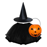 Fantasia Bruxinha Saia Chapéu Menina Halloween Infantil Balé