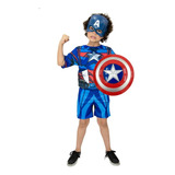 Fantasia Capitão America Infantil Com Mascara