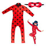 Fantasia Carnaval Festa Ladybug Infantil Longa Com Máscara