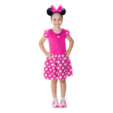 Fantasia Carnaval Infantil Minnie Rosa Festa Completa Menina