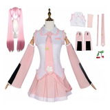Fantasia De Cosplay De Anime Hatsune Miku Com Peruca 9 Peças