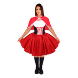 Fantasia De Festa Luxo Chapeuzinho Vermelho Adulto Capuz