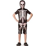 Fantasia De Halloween Esqueleto Infantil Macacão Curto Caveira Estampada P 2 4
