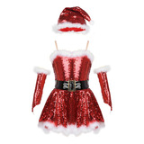 Fantasia De Natal Infantil Sem Mangas Lantejoulas Tutu De