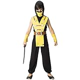 Fantasia De Ninja Infantil Menino Samurai Amarelo Com Capuz GG 11 12 