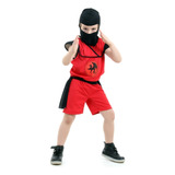 Fantasia De Ninja Infantil Roupa Ninja Curta Com Capuz Faixa