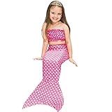 Fantasia De Sereia Infantil Rosa Com Cauda E Top 2 A 10 Anos -GG 9-10-