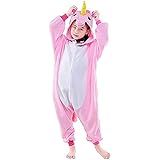 Fantasia De Unicórnio Kigurumi Infantil Rosa E Branco Com Gorro PP 2