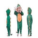 Fantasia Dinossauro Infantil Criança Longo Verde Luxo Unissex Macacão Kigurumi Pijama TAM 03 Veste 3 A 4 Anos 