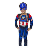 Fantasia Do Capitão America Longa Com Enchimento E Mascara