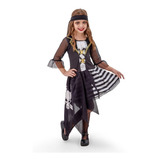 Fantasia Feminina Infantil Pirata Halloween C Meia Arrastão