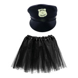 Fantasia Feminina Policial Carnaval Chapeu Quepe