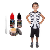 Fantasia Festa Halloween Esqueleto Pop C Maquiagem Terror