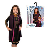Fantasia Infantil Anna Frozen 2 Com Capa Luxo Criança Disney
