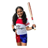 Fantasia Infantil Arlequina Com Taco Luva E Spray Cabelo
