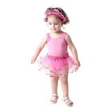 Fantasia Infantil Bailarina Bebê Com Collant Saia E Tiara