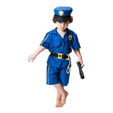 Fantasia Infantil De Policial Curta Completa De 2 A 12 Anos